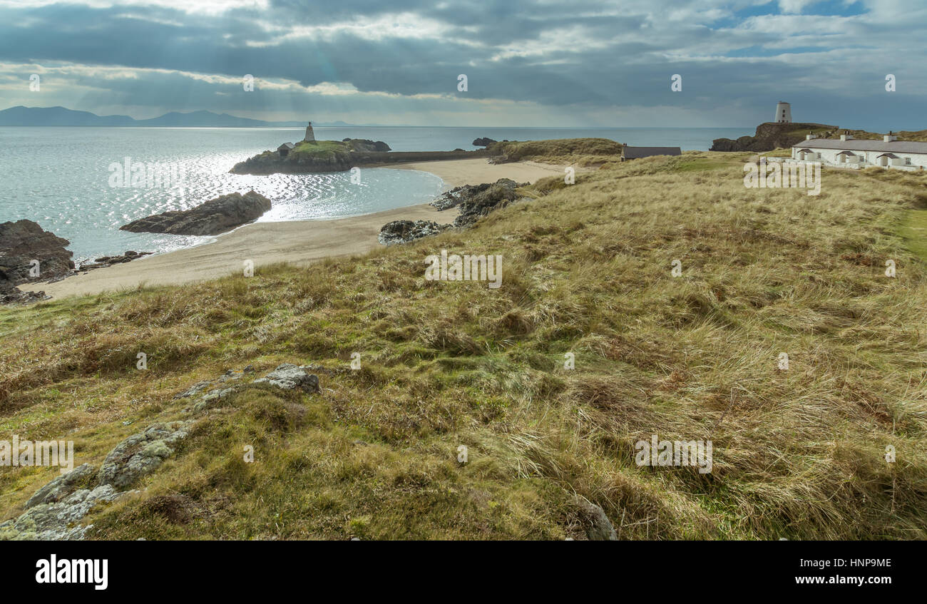 Ansicht von Llanddwyn Island, Anglesey Stockfoto