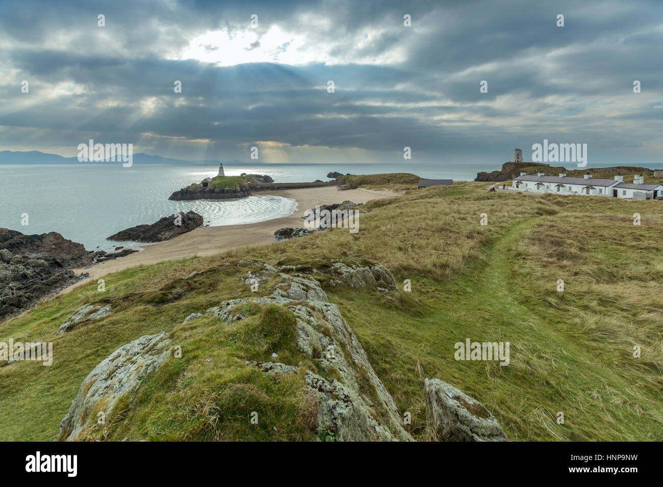 Ansicht von Llanddwyn Island, Anglesey Stockfoto