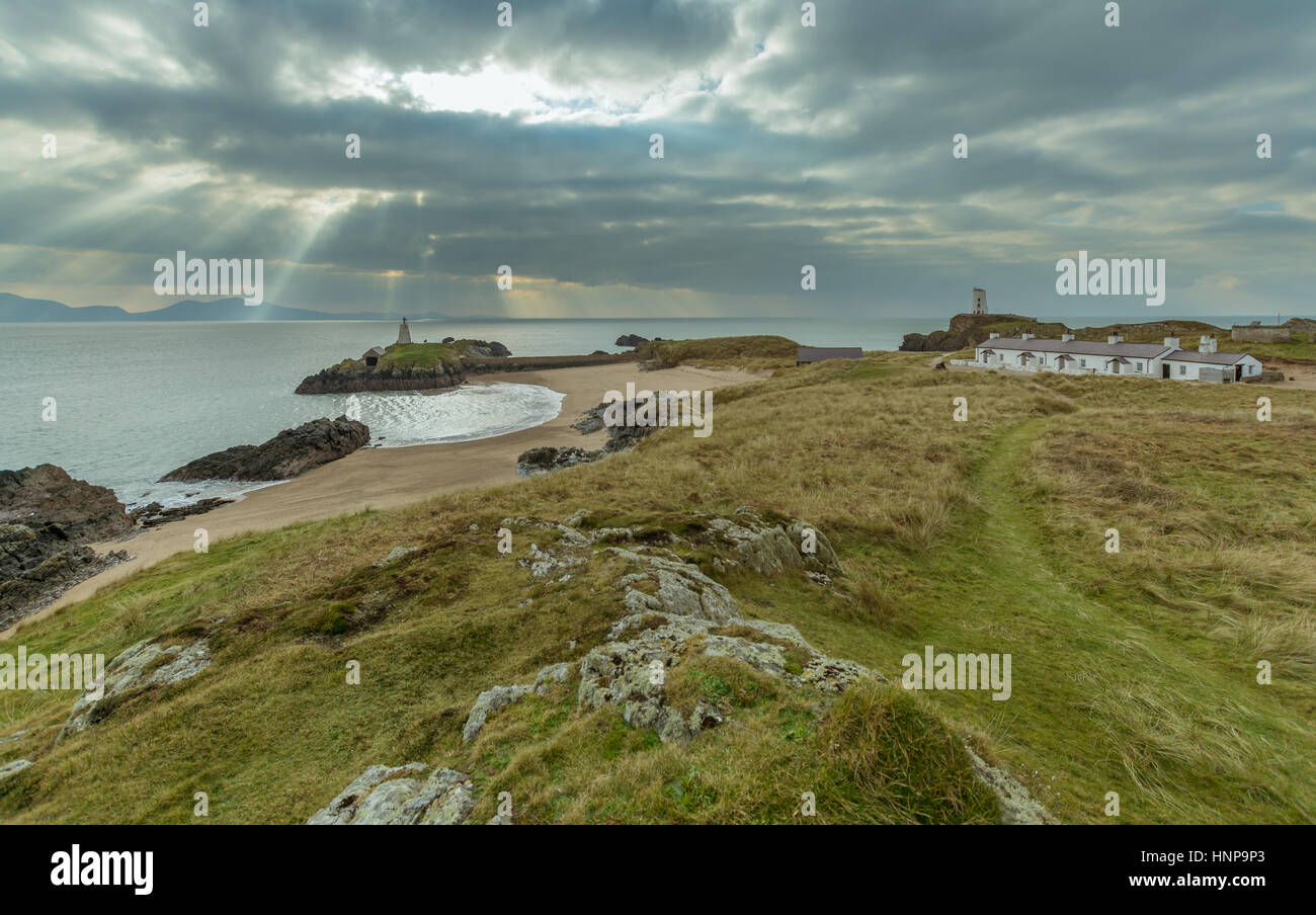 Ansicht von Llanddwyn Island, Anglesey Stockfoto