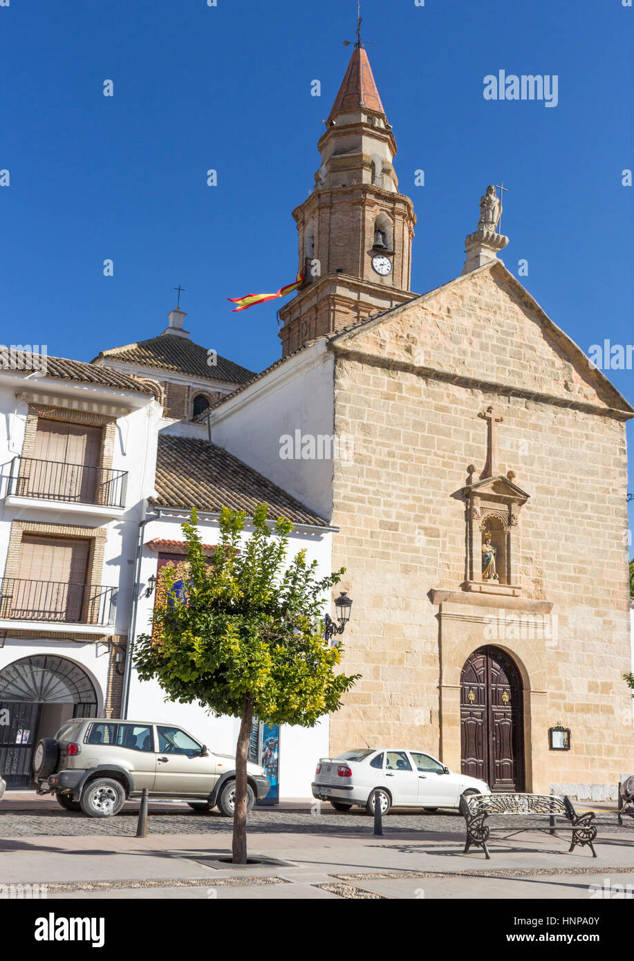 Benamejí, Provinz Córdoba, Andalusien, Spanien. Kirche der Unbefleckten Empfängnis Mariens, Iglesia De La Inmaculada Concepción. Stockfoto