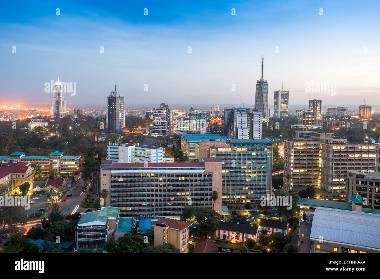 Modernen Stadtbild im Morgengrauen, Nairobi, Kenia Stockfoto