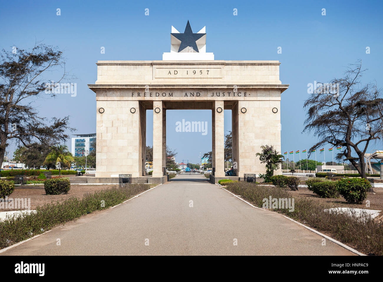 Bogen der Unabhängigkeit, Freiheit und Gerechtigkeit, Accra, Ghana Stockfoto