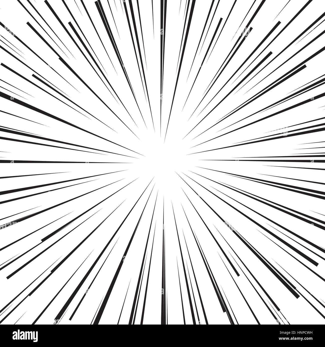 Abstrakte Cartoon Comic Buch Flash-Explosion radiale Linien Hintergrund. Vektor-Illustration für Superhelden-Design. Leuchtend schwarz weiße Lichtleiste platzen. F Stock Vektor