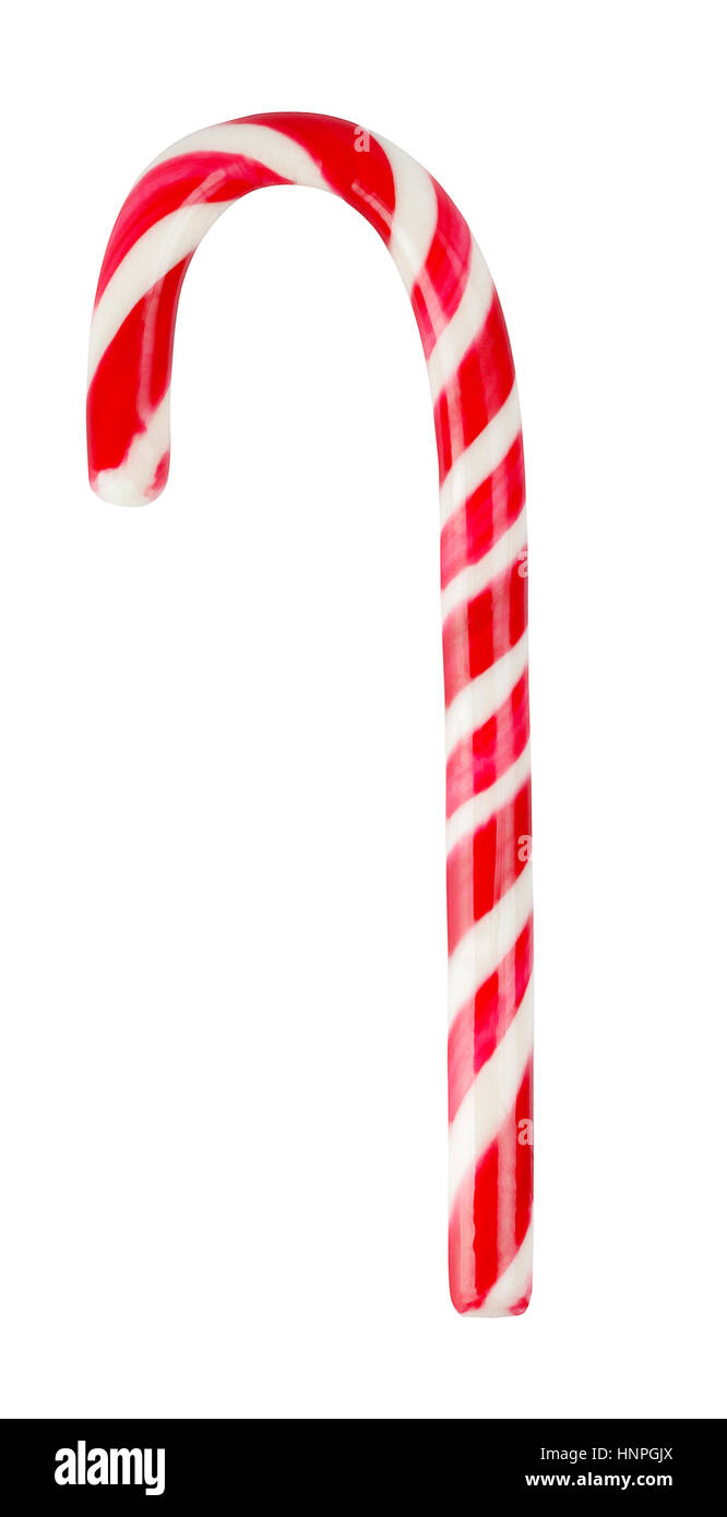 Weihnachts-Dekoration. Traditionelle Ferien Candy cane isoliert auf weiss. Rot-weiß gestreiften Zuckerstangen isoliert auf einem weißen Hintergrund.  Weihnachten kann Stockfoto