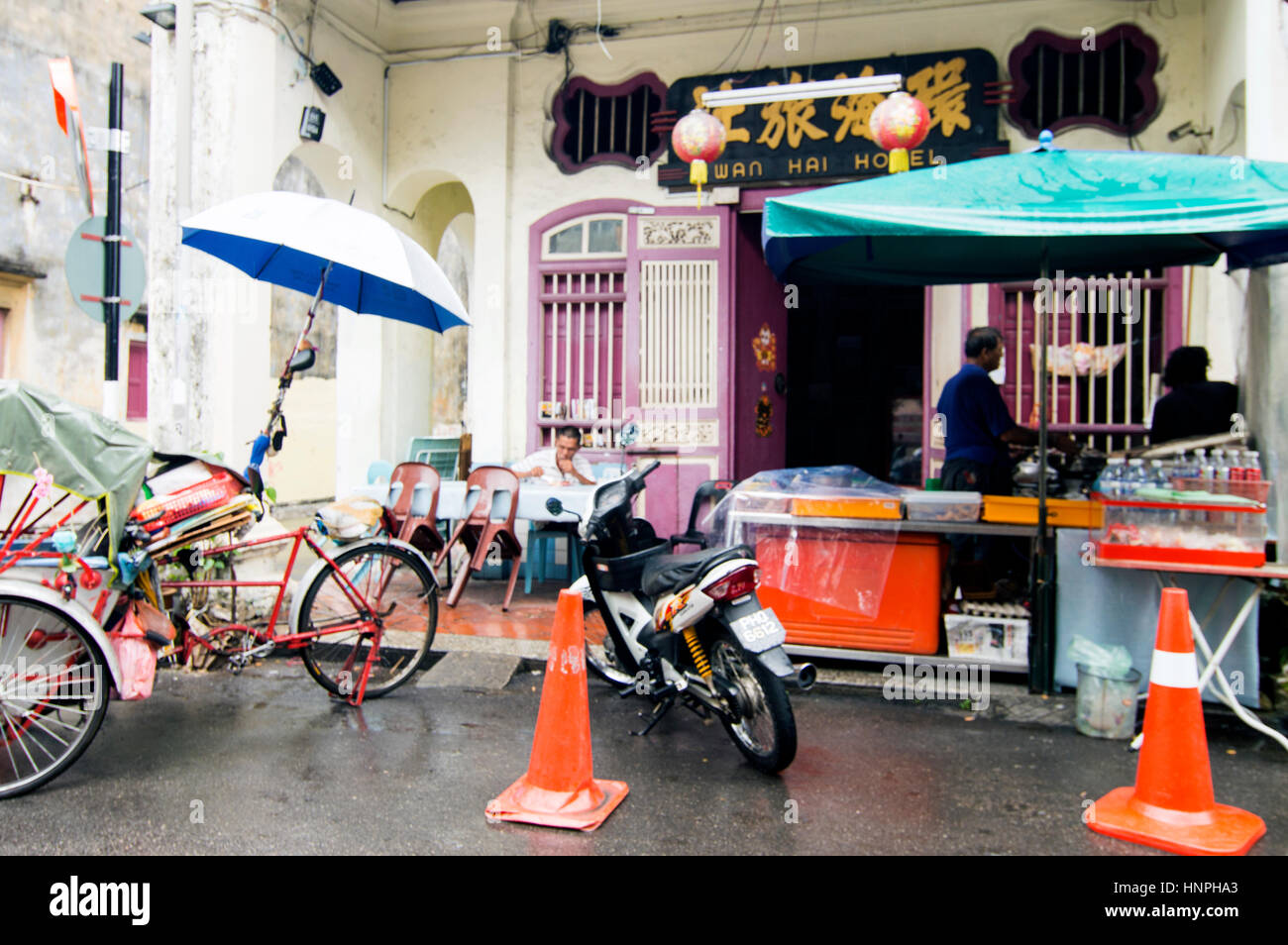 Guest House Szene, Love Lane, Georgetown, Penang, Malaysia Stockfoto