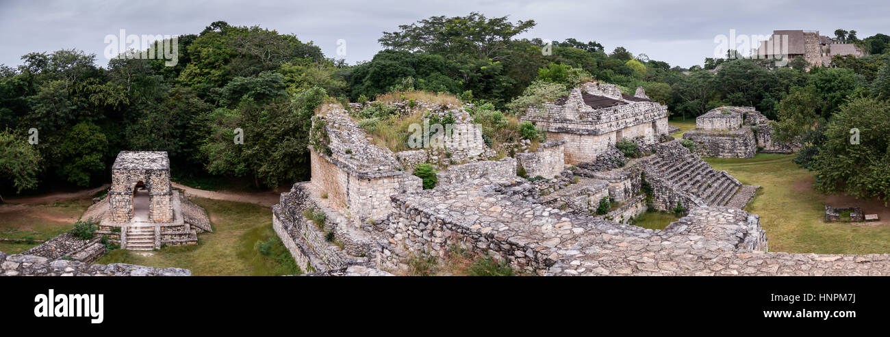 Ek Balam, Maya Panorama Blick auf die Stadt, Yucatan, Mexiko Stockfoto