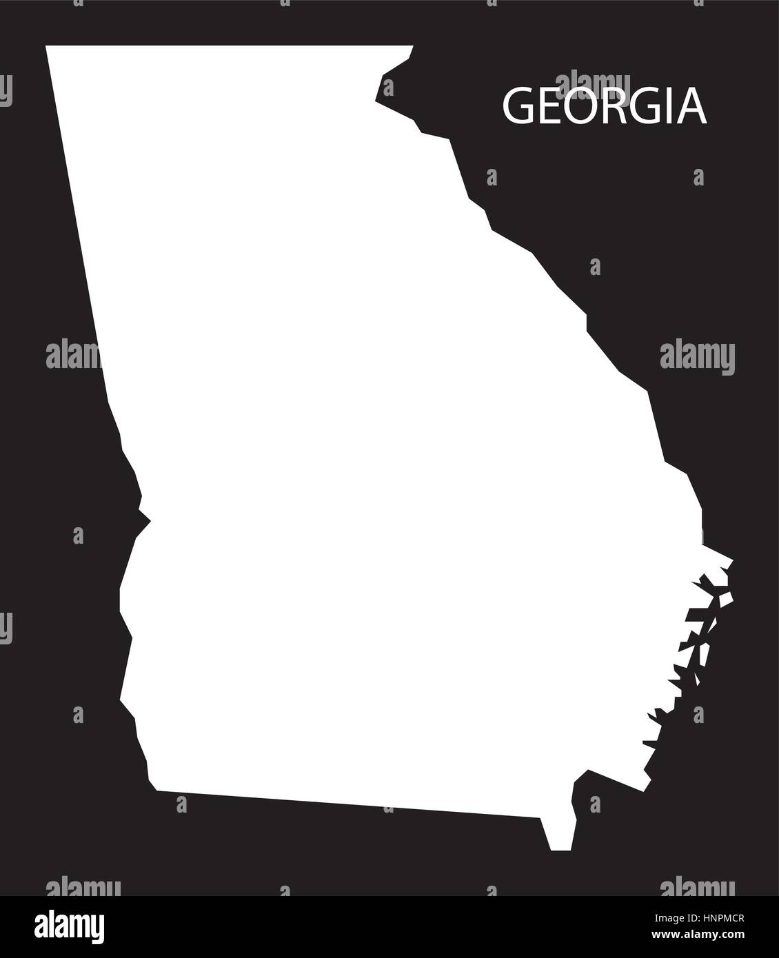Georgia USA Karte schwarz invertiert silhouette Stock Vektor