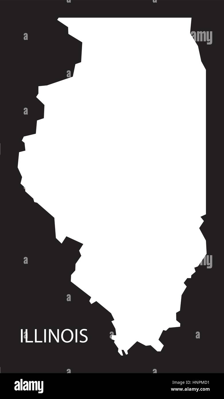 Illinois USA Karte schwarz invertiert silhouette Stock Vektor