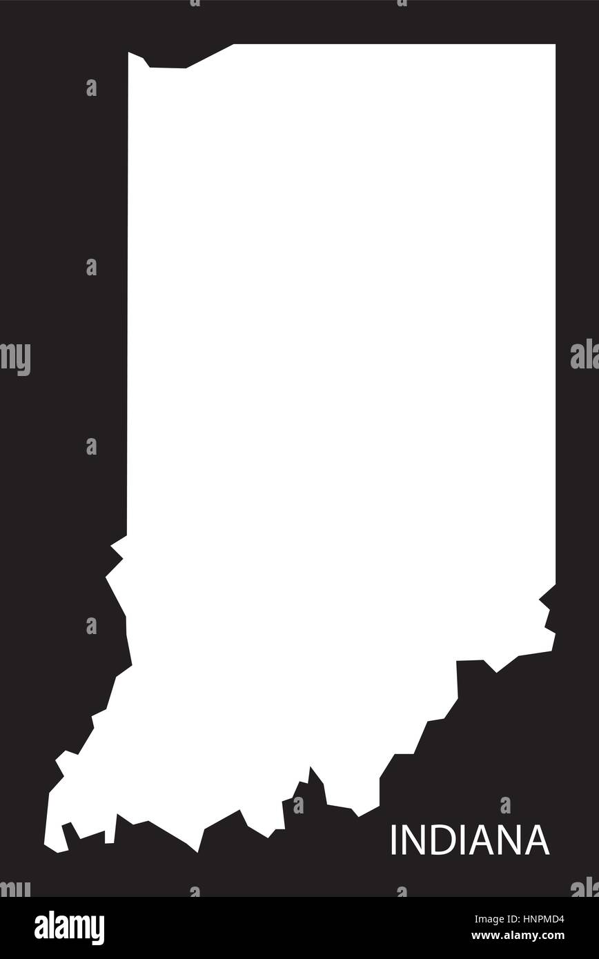Indiana-USA-Karte schwarz invertiert silhouette Stock Vektor