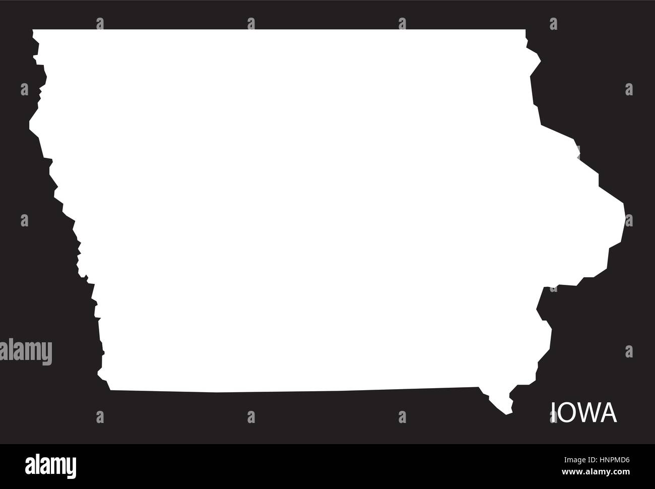 Iowa USA Karte schwarz invertiert silhouette Stock Vektor
