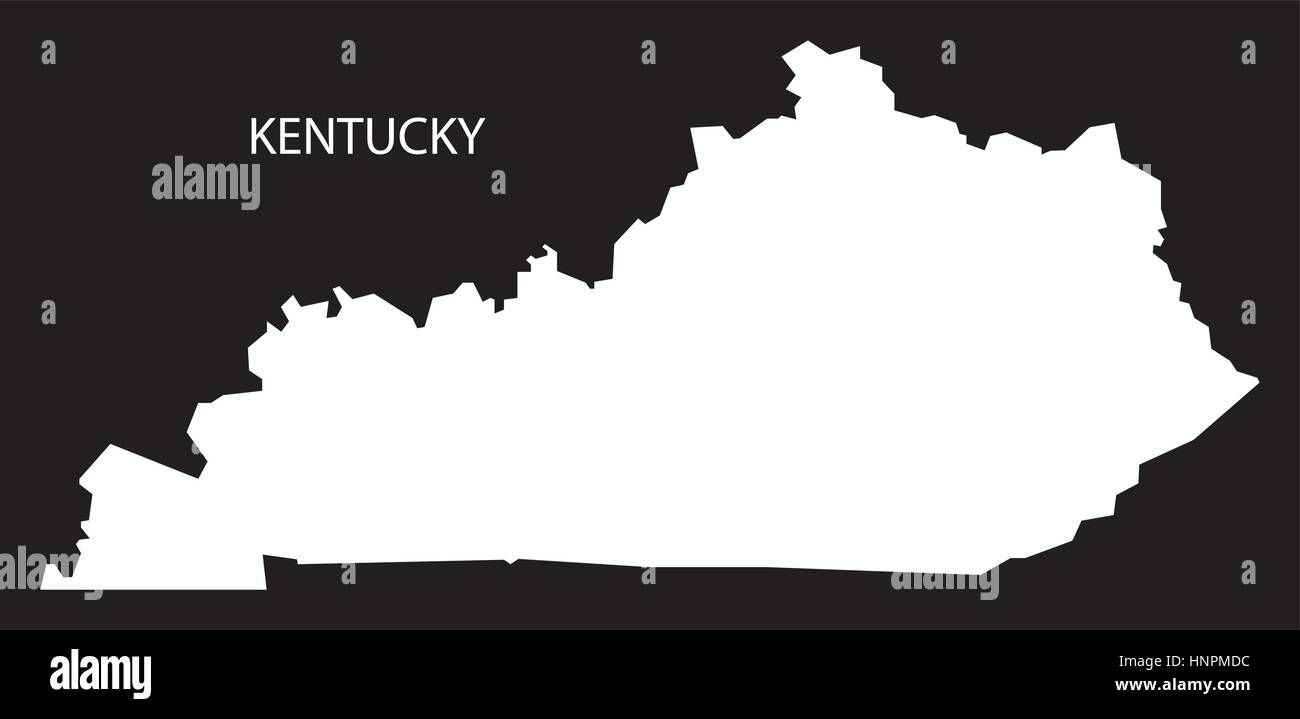 Kentucky USA Karte schwarz invertiert silhouette Stock Vektor