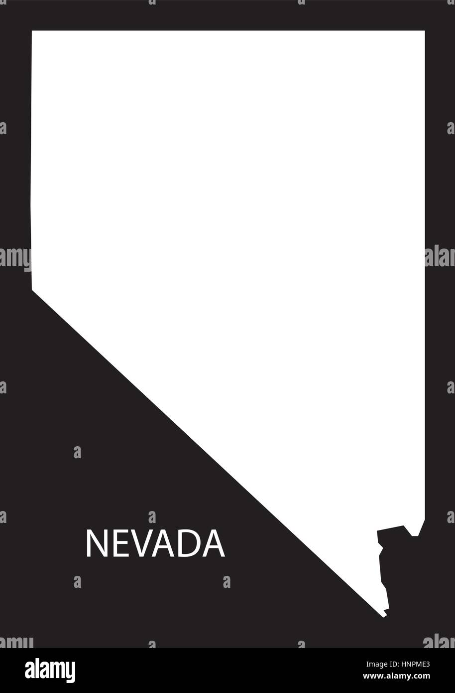 Nevada USA Karte schwarz invertiert silhouette Stock Vektor