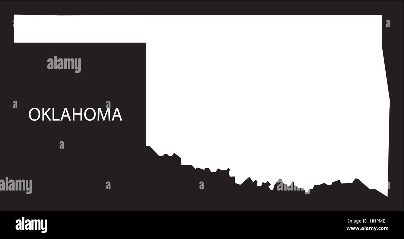 Oklahoma USA Karte schwarz invertiert silhouette Stock Vektor