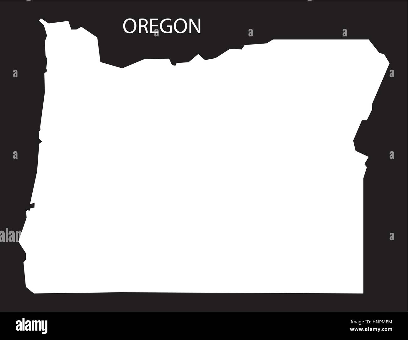 Oregon-USA-Karte schwarz invertiert silhouette Stock Vektor