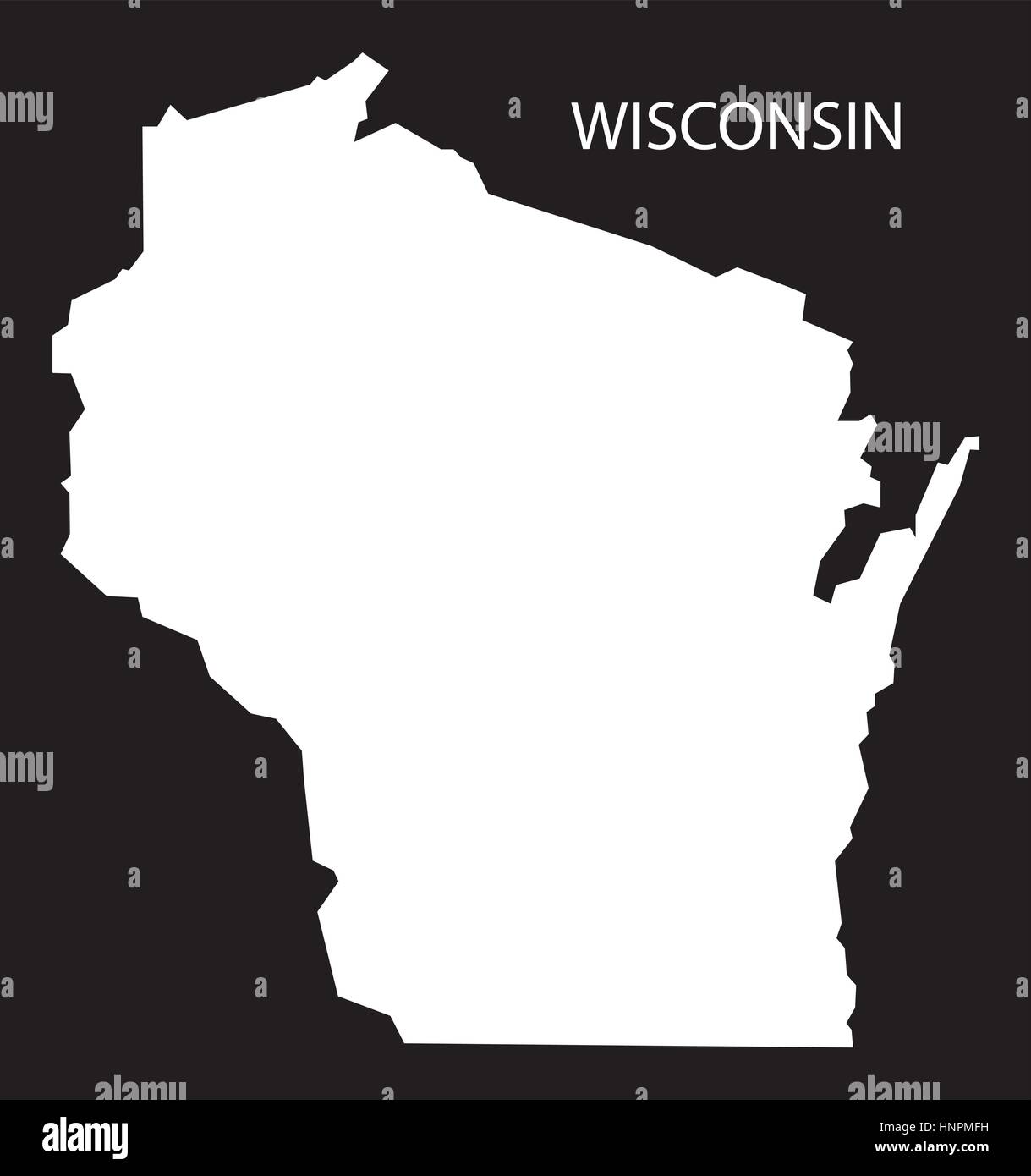 Wisconsin USA Karte schwarz invertiert silhouette Stock Vektor