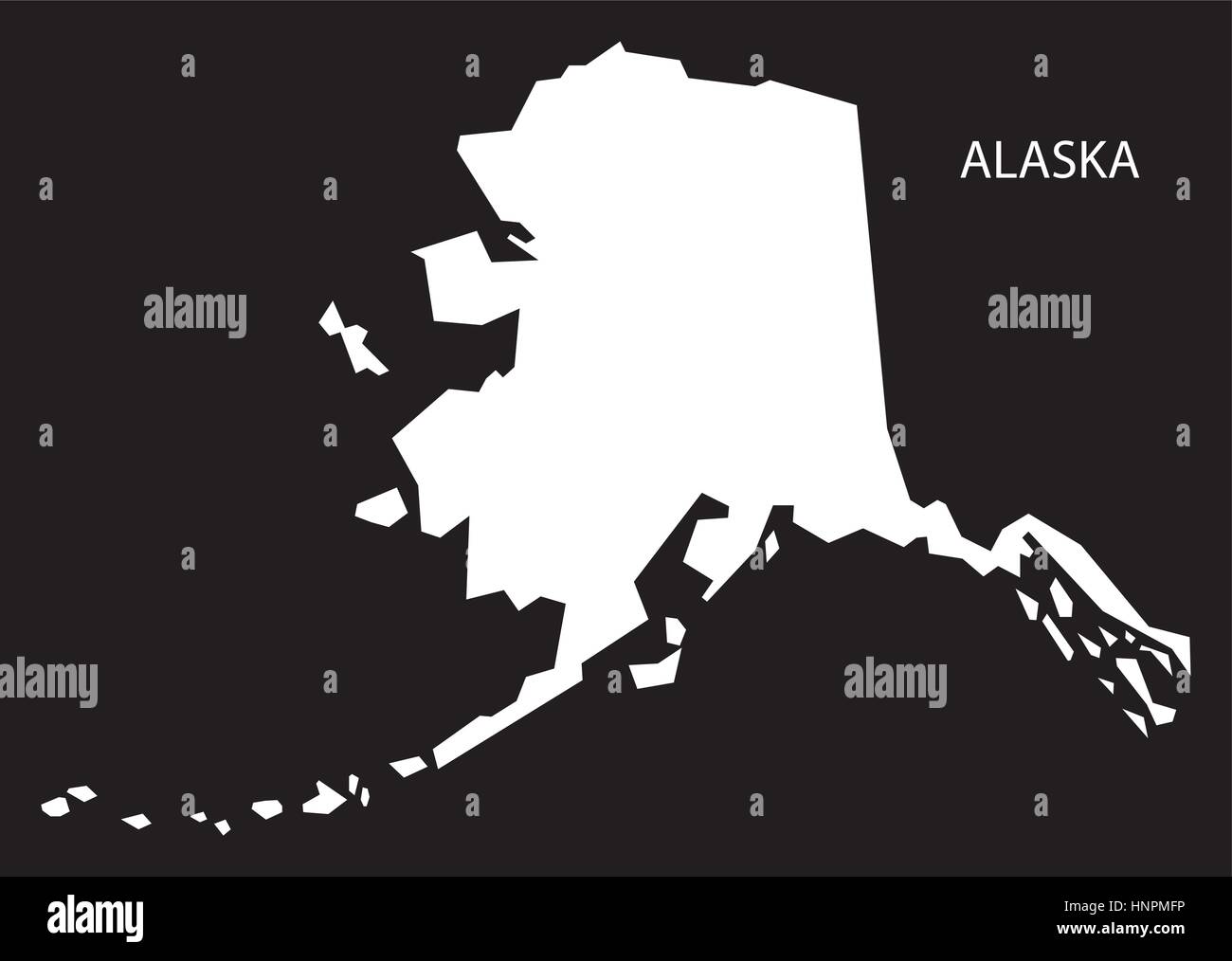 Alaska-USA-Karte schwarz invertiert silhouette Stock Vektor