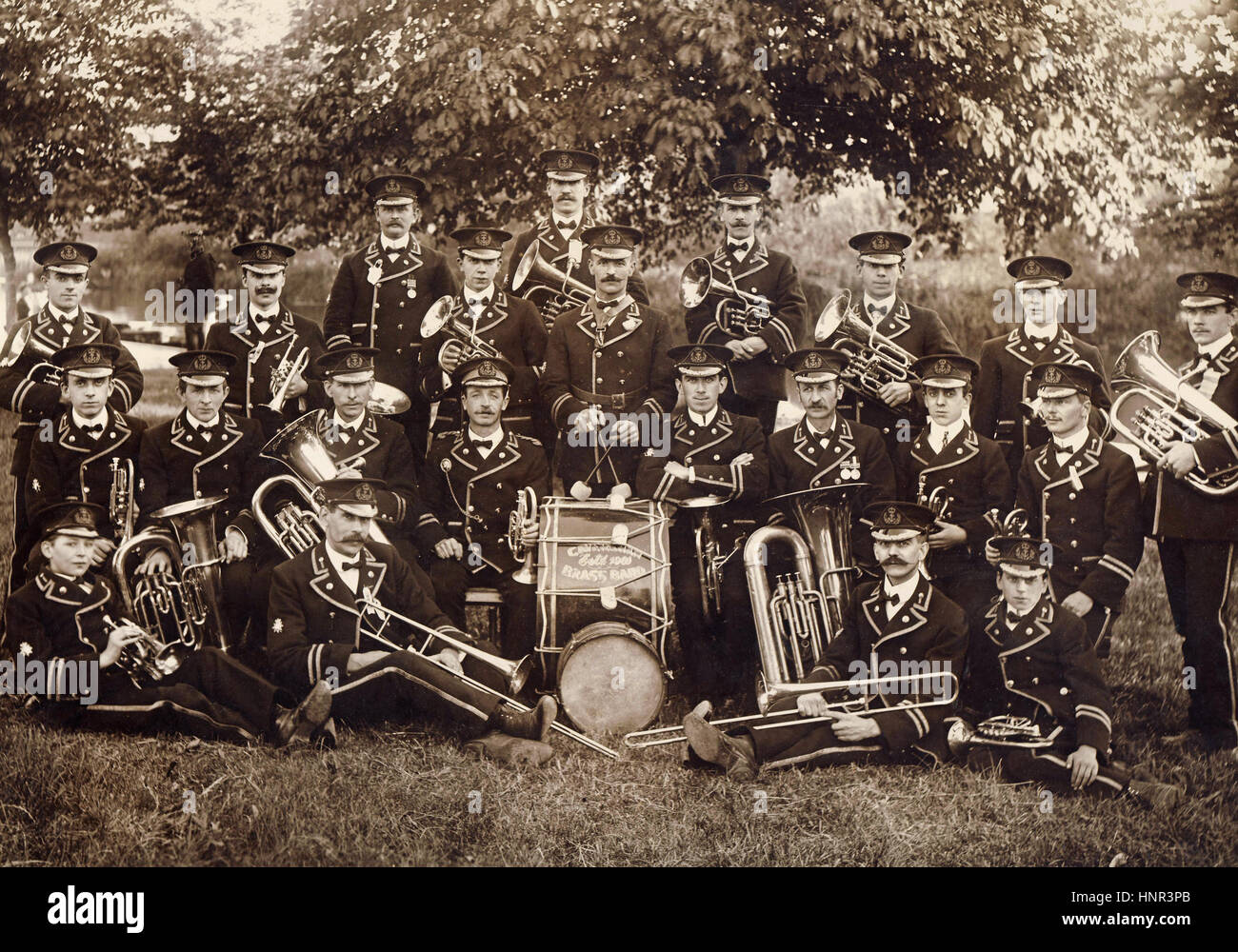 Archiv Bild von Caversham Brass Band. Berkshire. 1908 Edwardian. Stockfoto