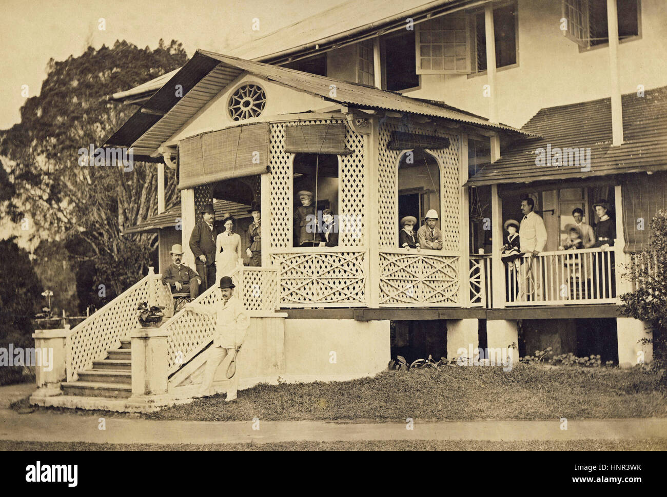 Archiv-Bild des kolonialen Haushalt in Penang, Malaysia. 1880er Jahre Stockfoto