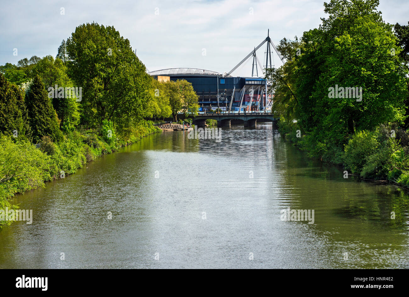 Fluß Taff im Stadtzentrum von Cardiff, Südwales Stockfoto