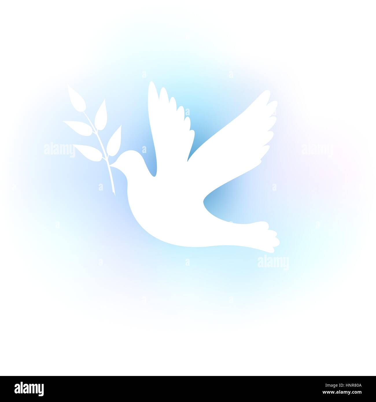 Abbildung mit einem weißen Silhouette einer Taube auf blauem Grund. Stock Vektor