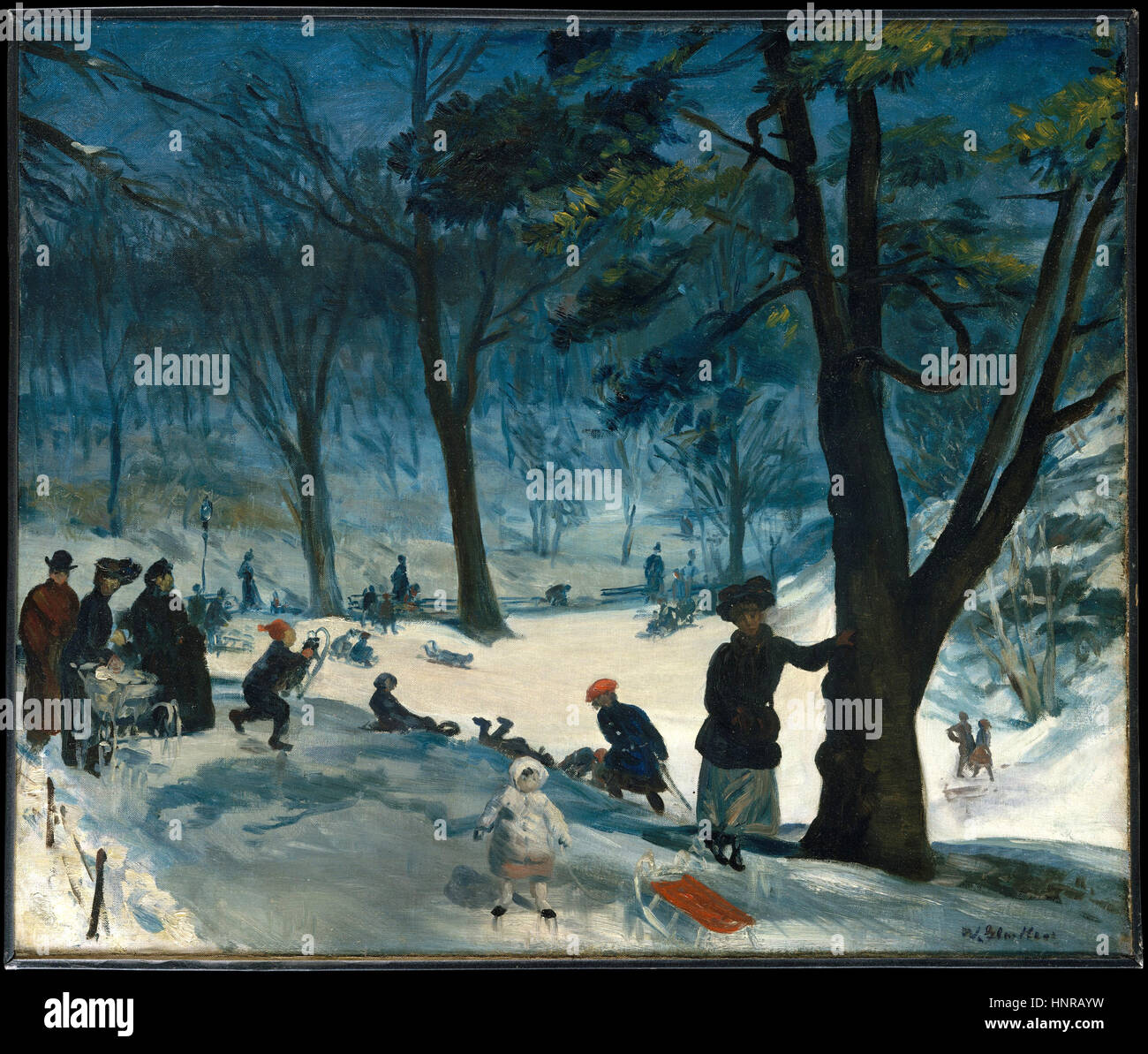 Central Park Winter Gemälde von William James Glackens Stockfoto