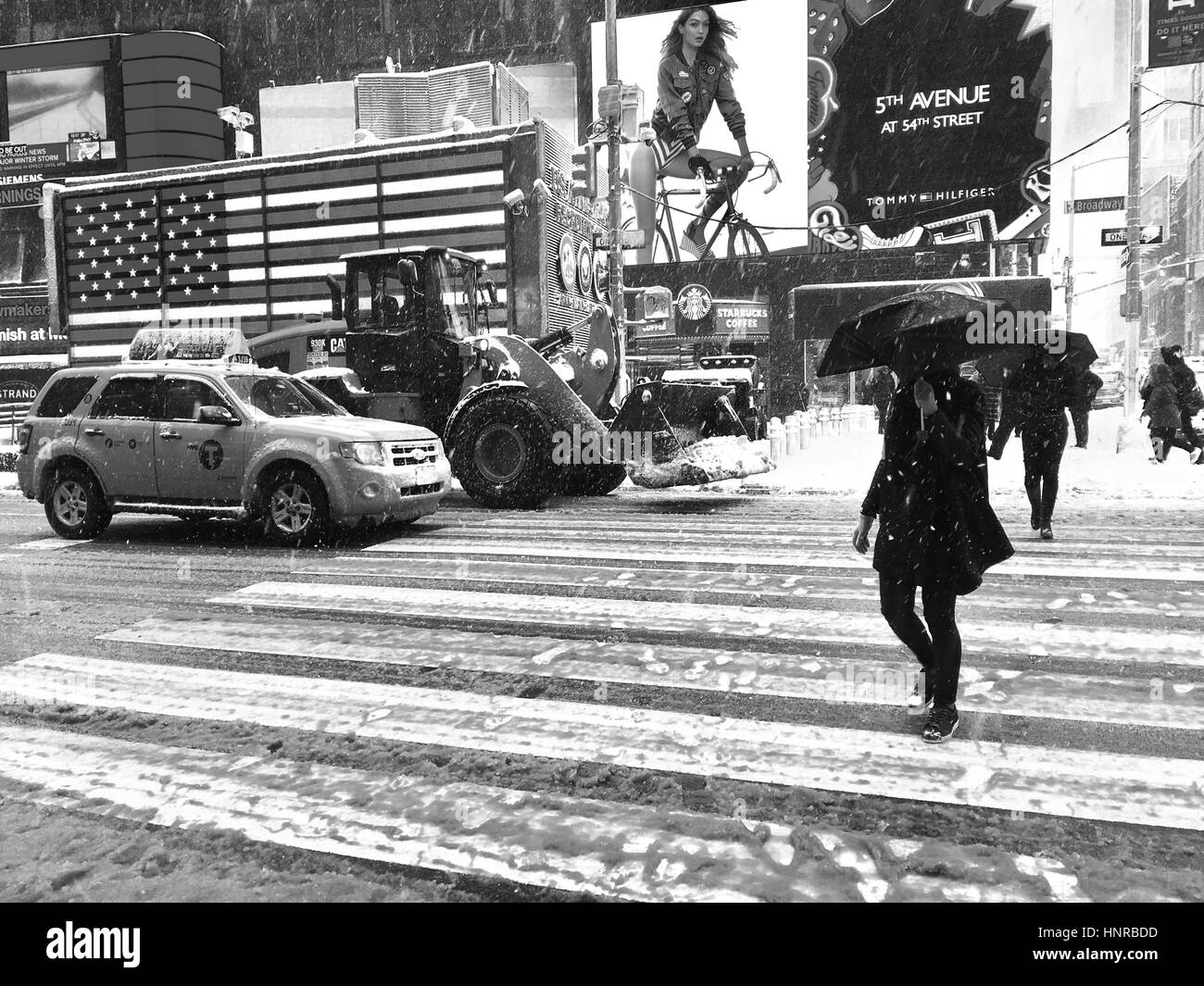 Schneesturm in new york city, usa Stockfoto