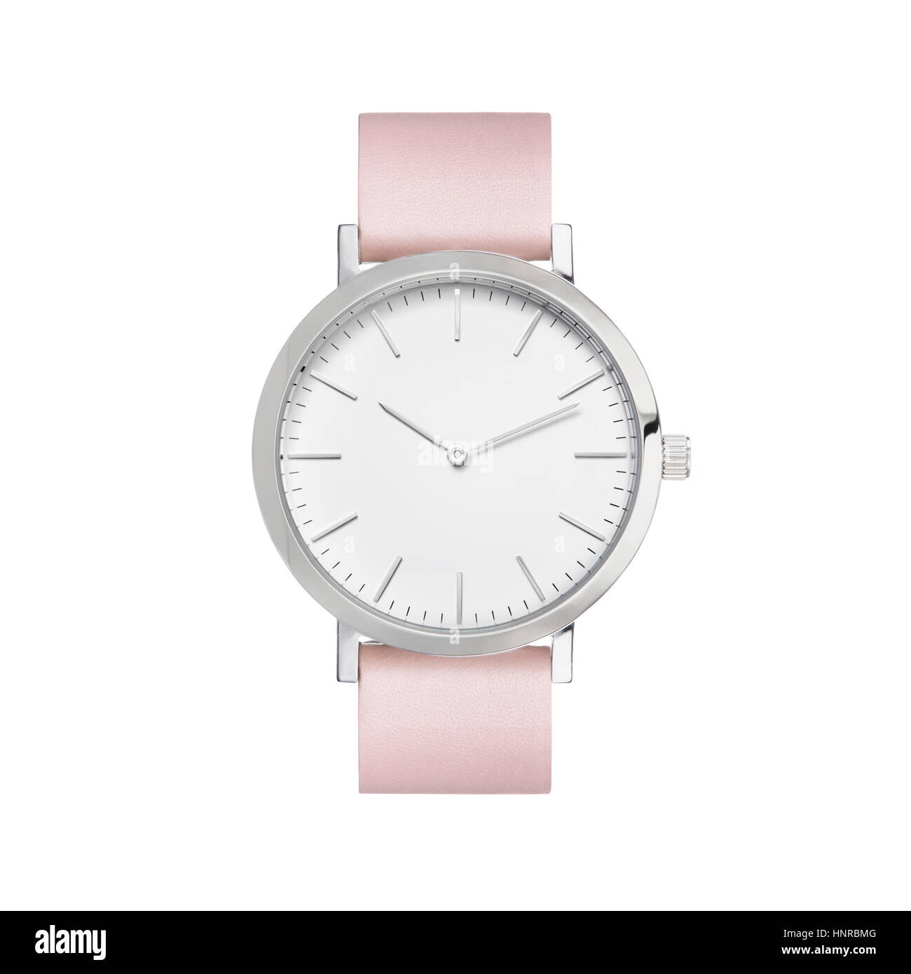 Armbanduhr Winkel Produkt-Stil mit weißem Hintergrund, Shinny metallic finish. Stockfoto