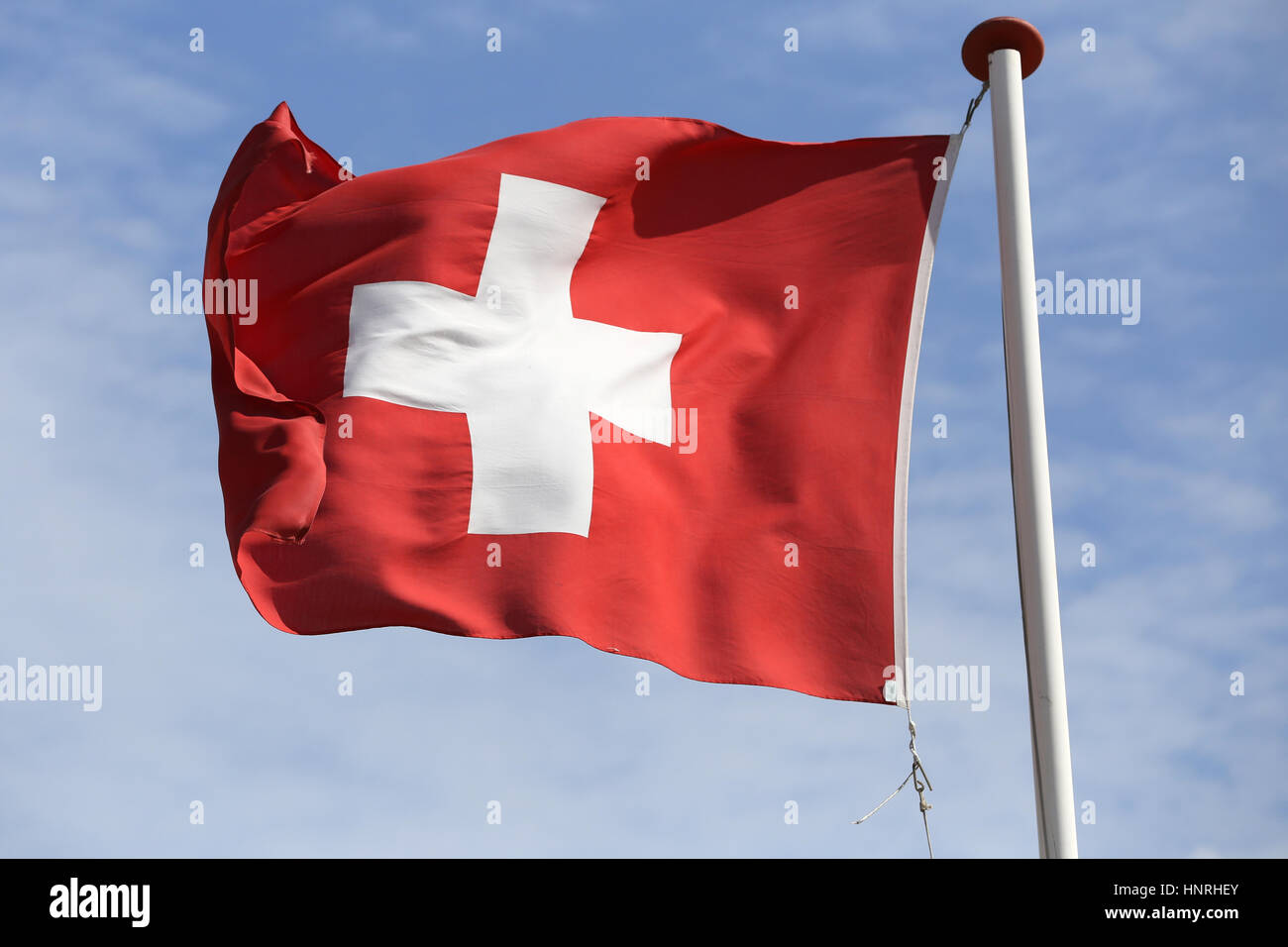 Schweizer Flagge im wind Stockfoto