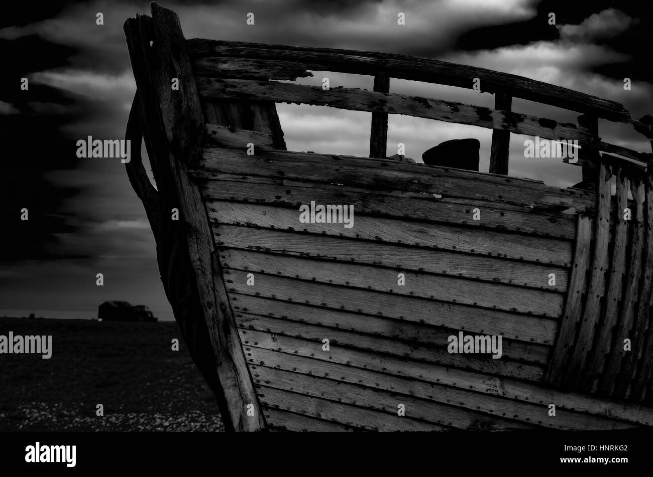 Verlassene Dungeness-Boot Stockfoto