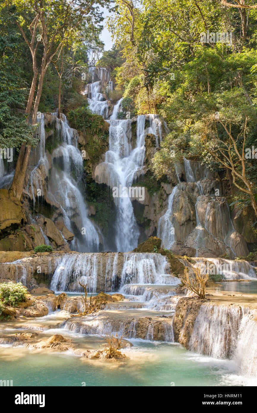 Kuang Si Wasserfälle, Luang Phrabang, Laos. Stockfoto