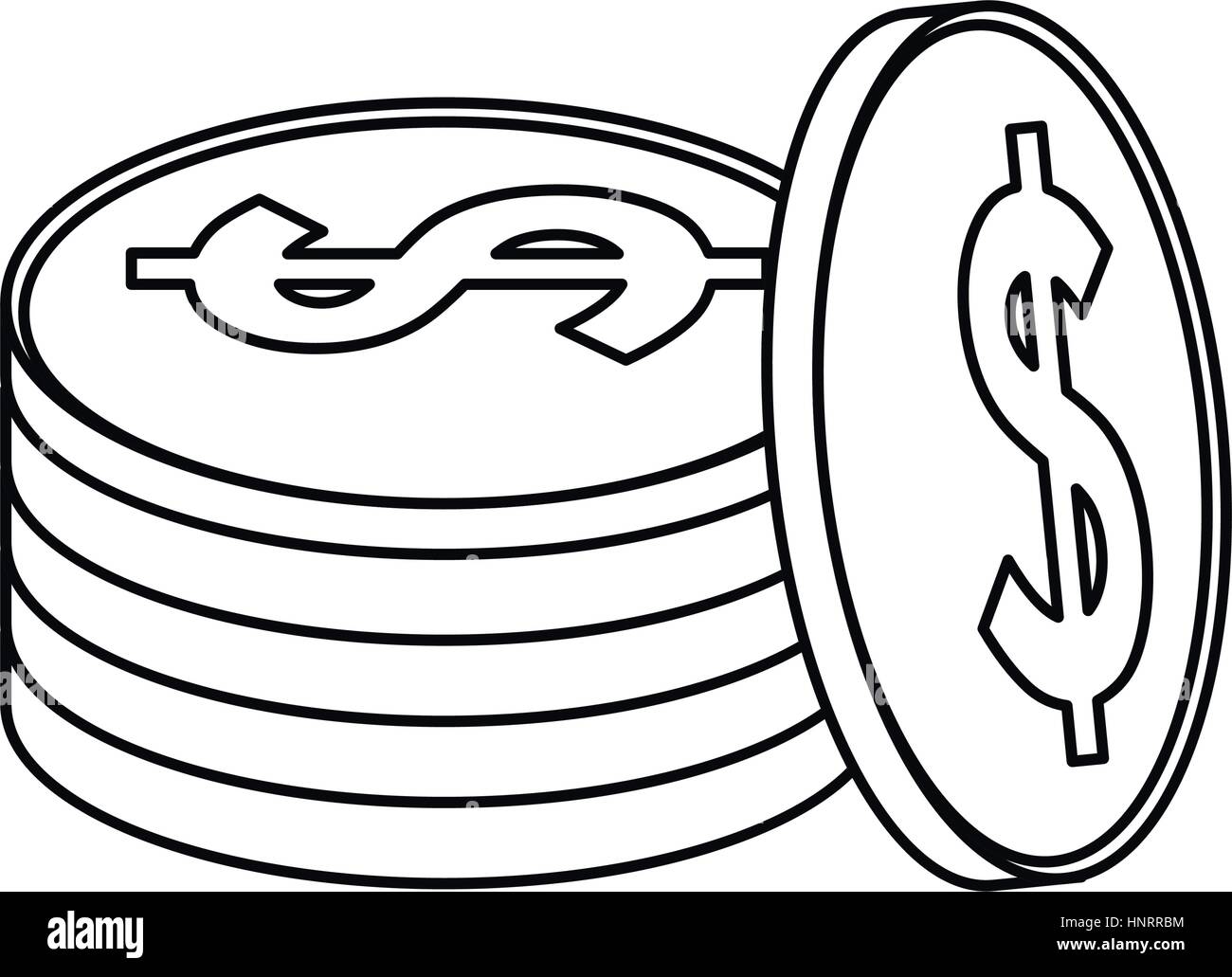 Währung Geld Stapel dünne Linie Vektor Illustration Eps 10 Münzen Stock Vektor