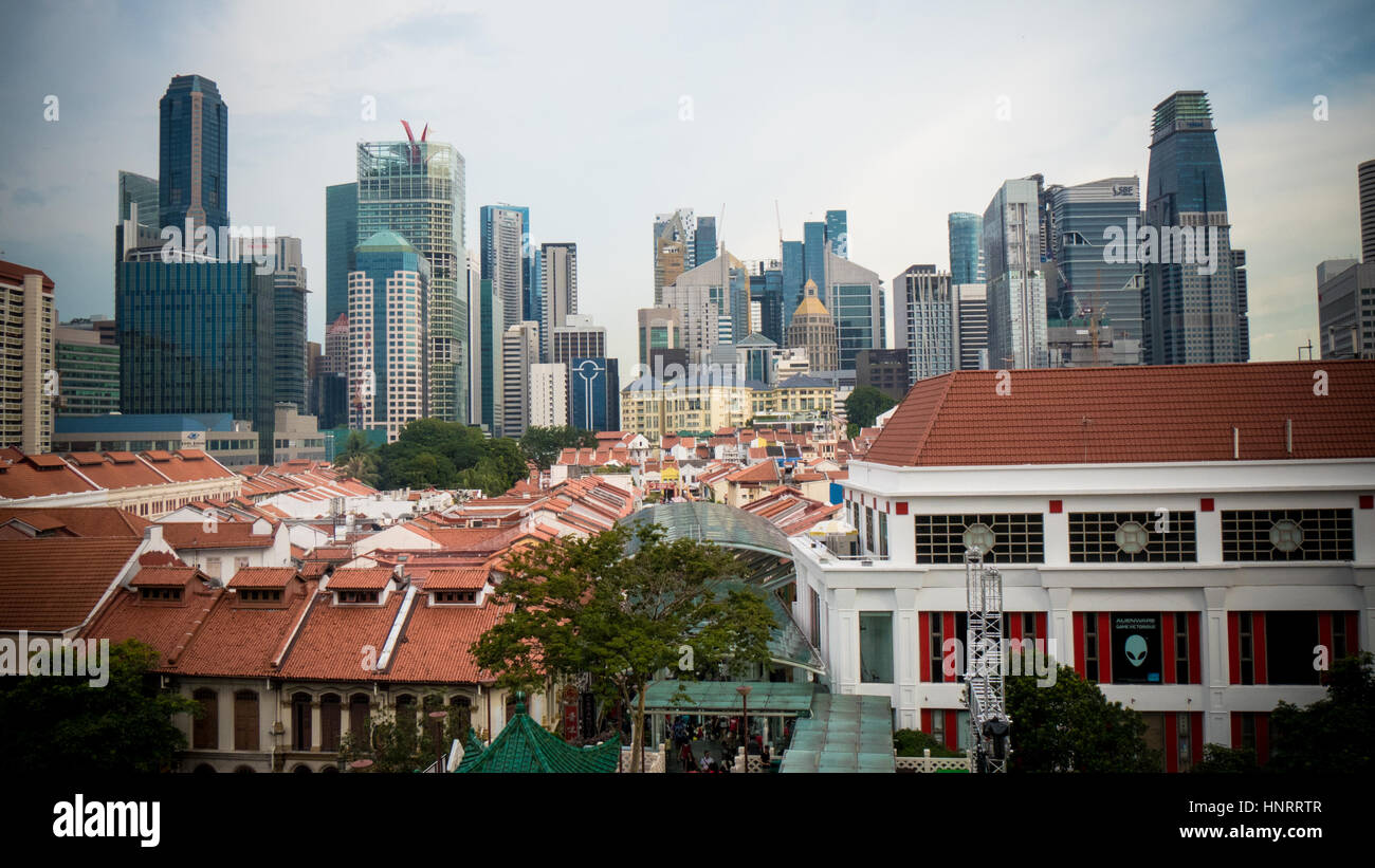 Blick von der CDB in Singapur. Stockfoto