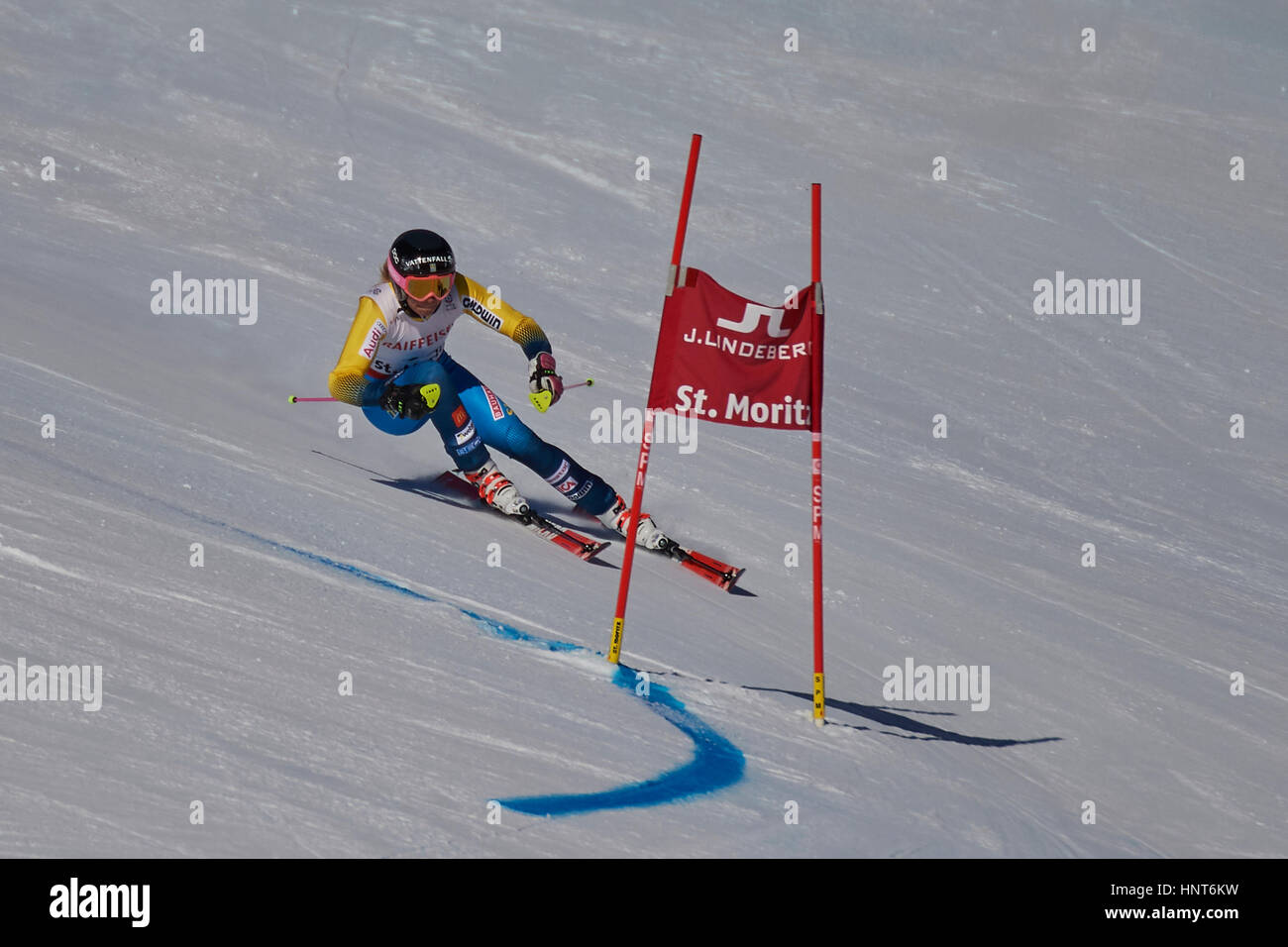 St. Moritz, Schweiz, 16. Februar 2017. Frida Hansdotter während die Damen Riesenslalom bei der FIS Alpinen Ski-WM 2017 in St. Moritz. Bildnachweis: Rolf Simeon/Alamy Live-Nachrichten Stockfoto