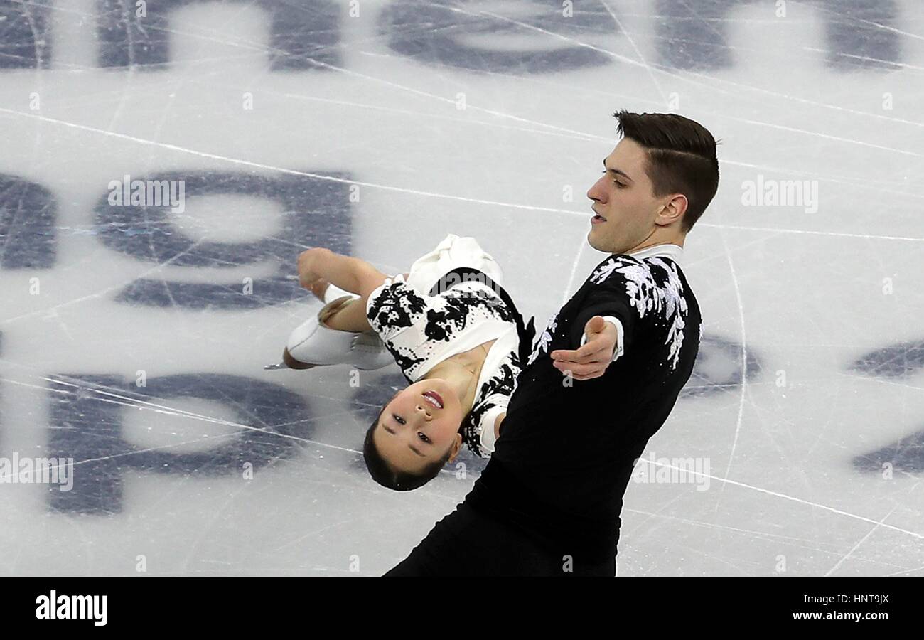 Sumire Suto Francis und Boudreau Audet Japans konkurrieren im Kurzprogramm Paare während ISU vier Kontinente Figure Skating Championships Test Event für PyeongChang Winterspiele 2018 in Gangneung Ice Arena 16. Februar 2017 in Gangneung, Südkorea. Die Veranstaltung ist ein Jahr vor dem Start von der Olympischen Winterspiele 2018 in PyeongChang statt.   (Jeon Han/Koreanet über Planetpix) Stockfoto