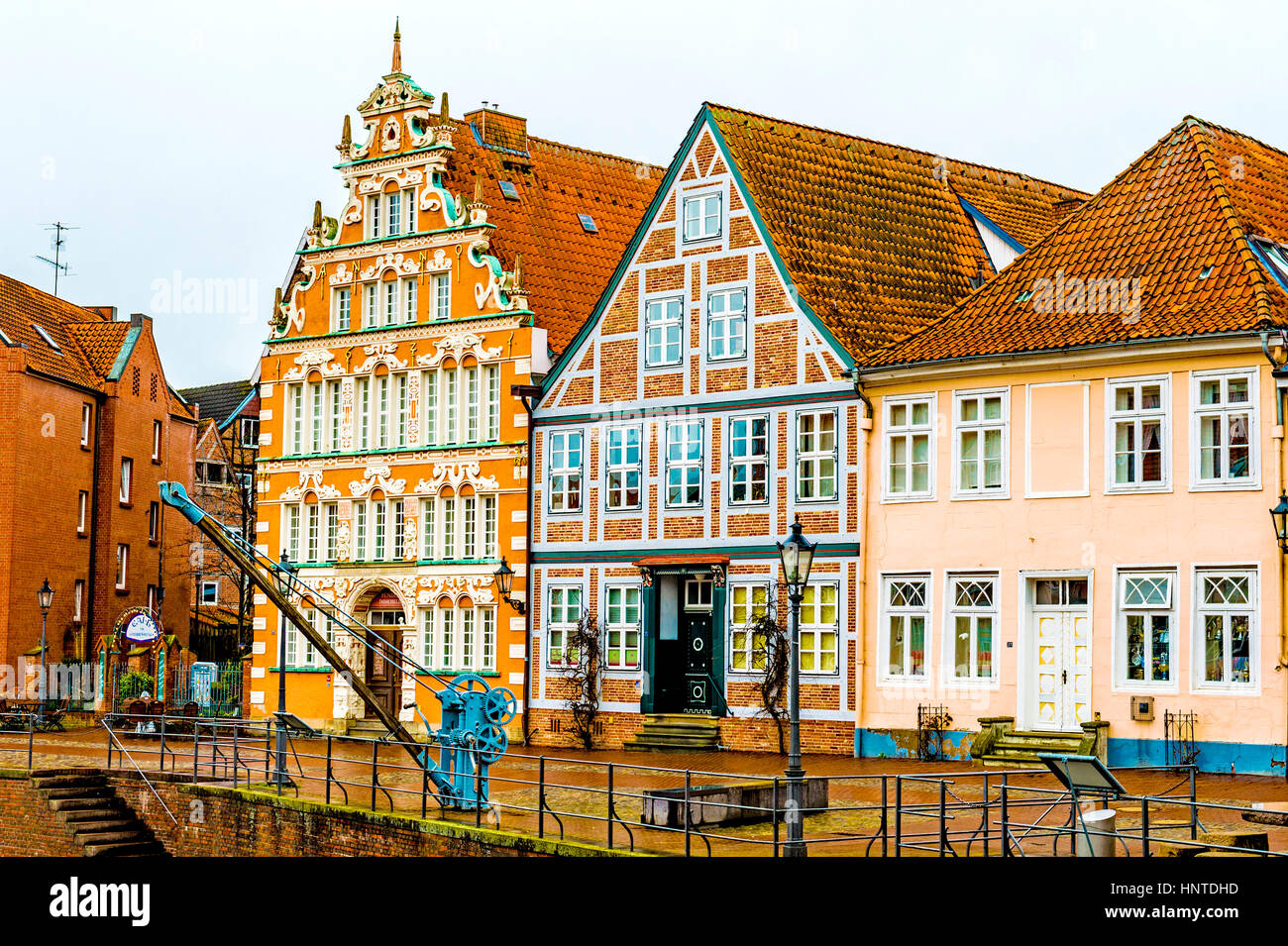 Bin alten Hafen von Stade, Niedersachsen; alten Hafen von Stade, Niedersachsen Stockfoto