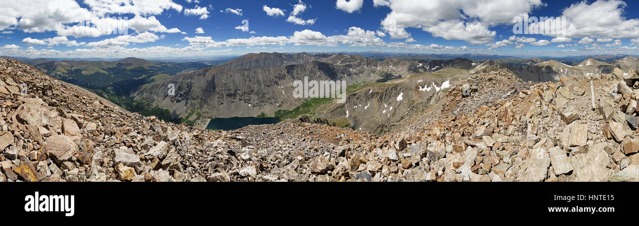 Panorama vom Gipfel des Quandary Peak in den Rocky Mountains in Colorado Stockfoto