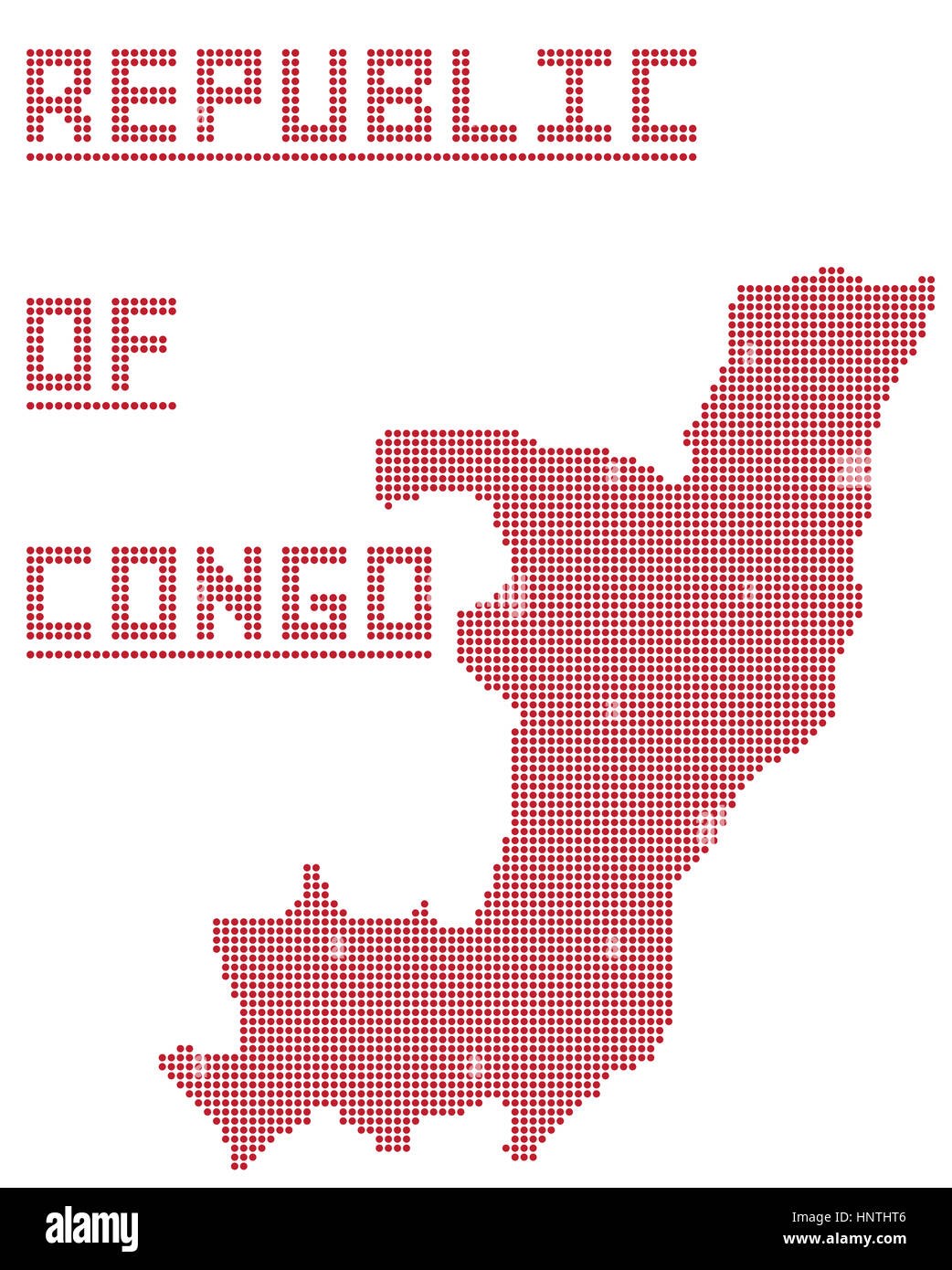 Ein Punkt-Karte von der Republik Kongo isoliert auf weißem Hintergrund Stockfoto