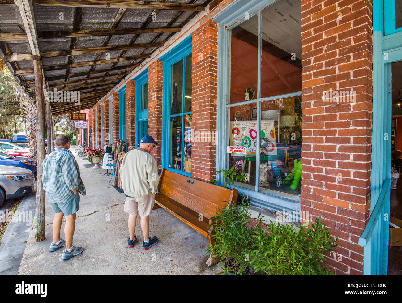 Cholokka Boulevard in Micanopy im Alachua County. Floridas selbsternannten Antiquitäten Hauptstadt. Benannt zu Ehren ein Seminole Indianer Häuptling ließ sich in1821 Stockfoto