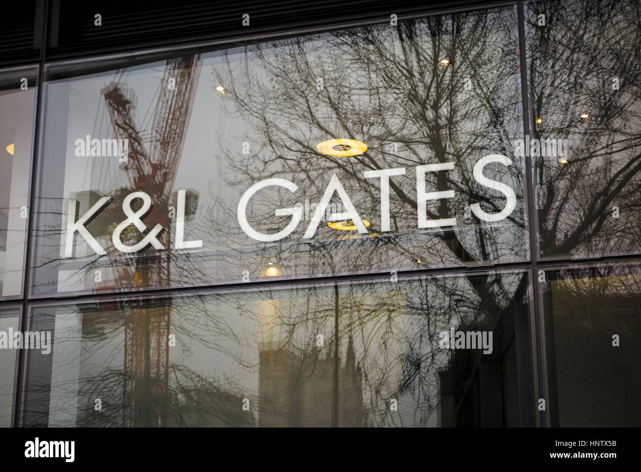Namensschild des International tätigen Anwaltskanzlei K & L Gates LLP in London zentrale Büros in eine neue Änderung London EG4 Stockfoto