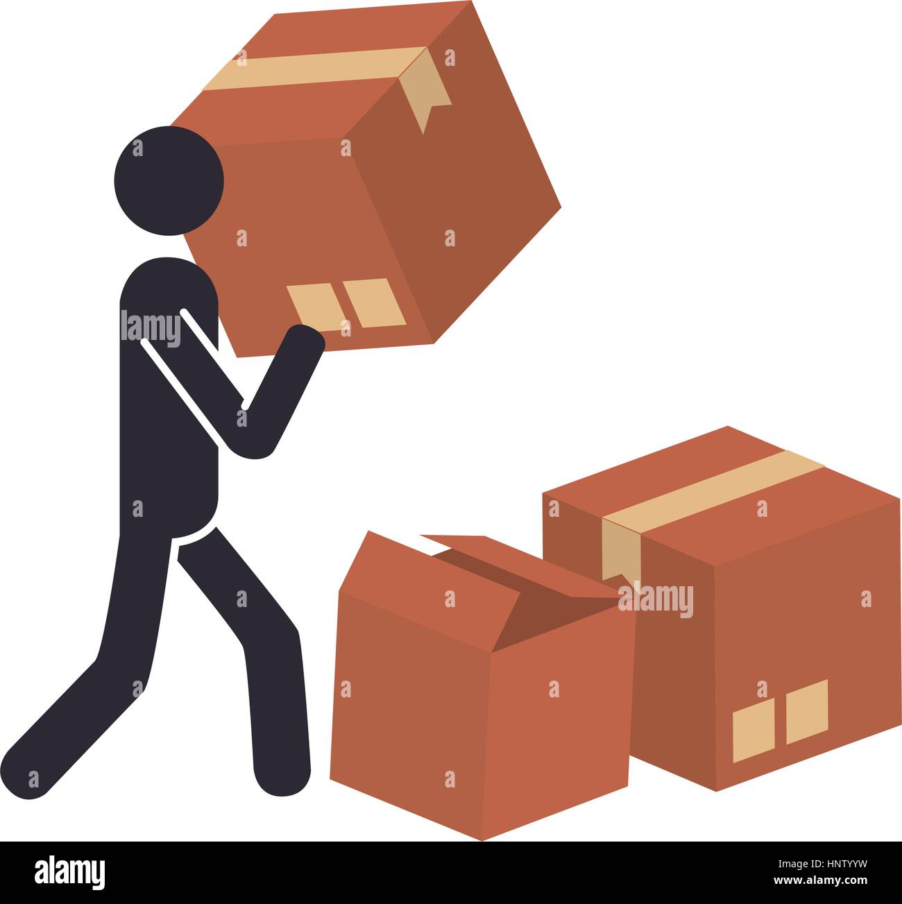 Silhouette mit Paket und Piktogramm Person Dispatcher Vektor-illustration Stock Vektor