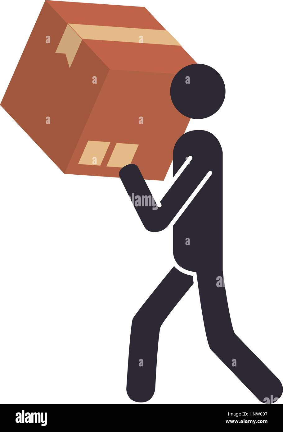 Silhouette Piktogramm Person trägt eine Box-Vektor-illustration Stock Vektor