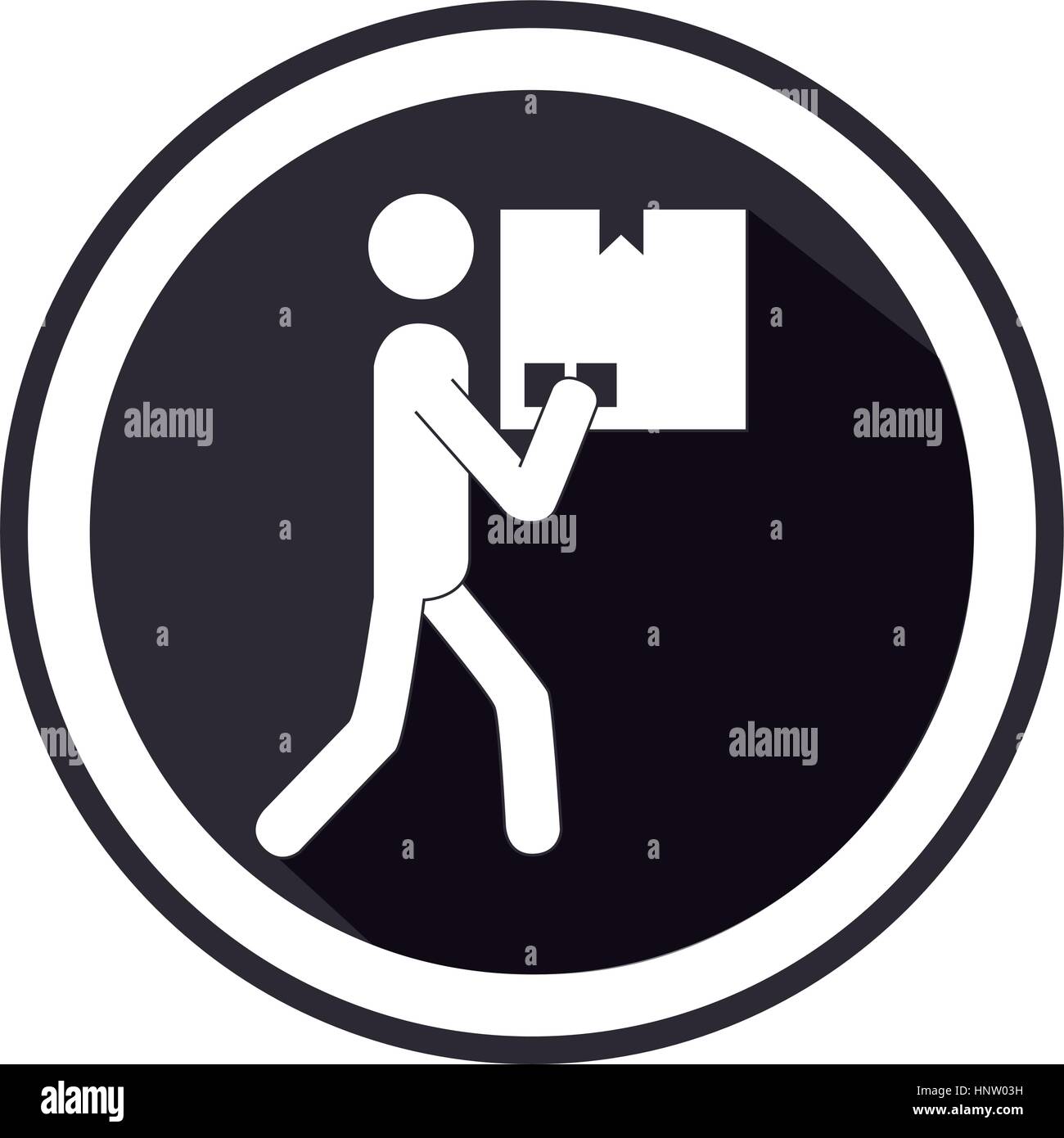 monochrome Emblem mit Messenger und versiegelten Verpackung-Vektor-illustration Stock Vektor