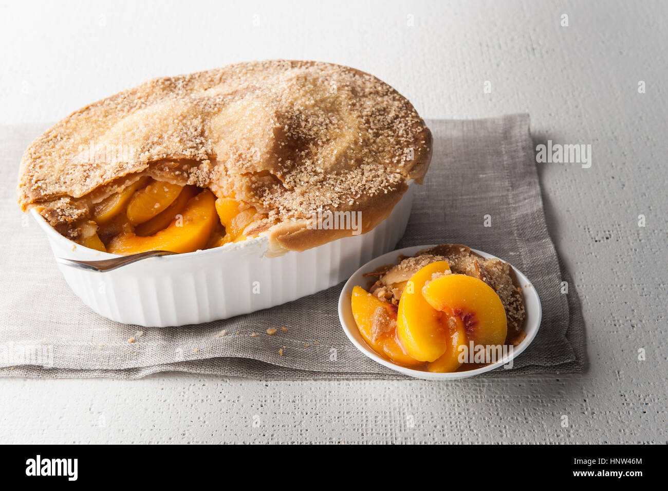 Portion Pfirsichschuster Stockfoto