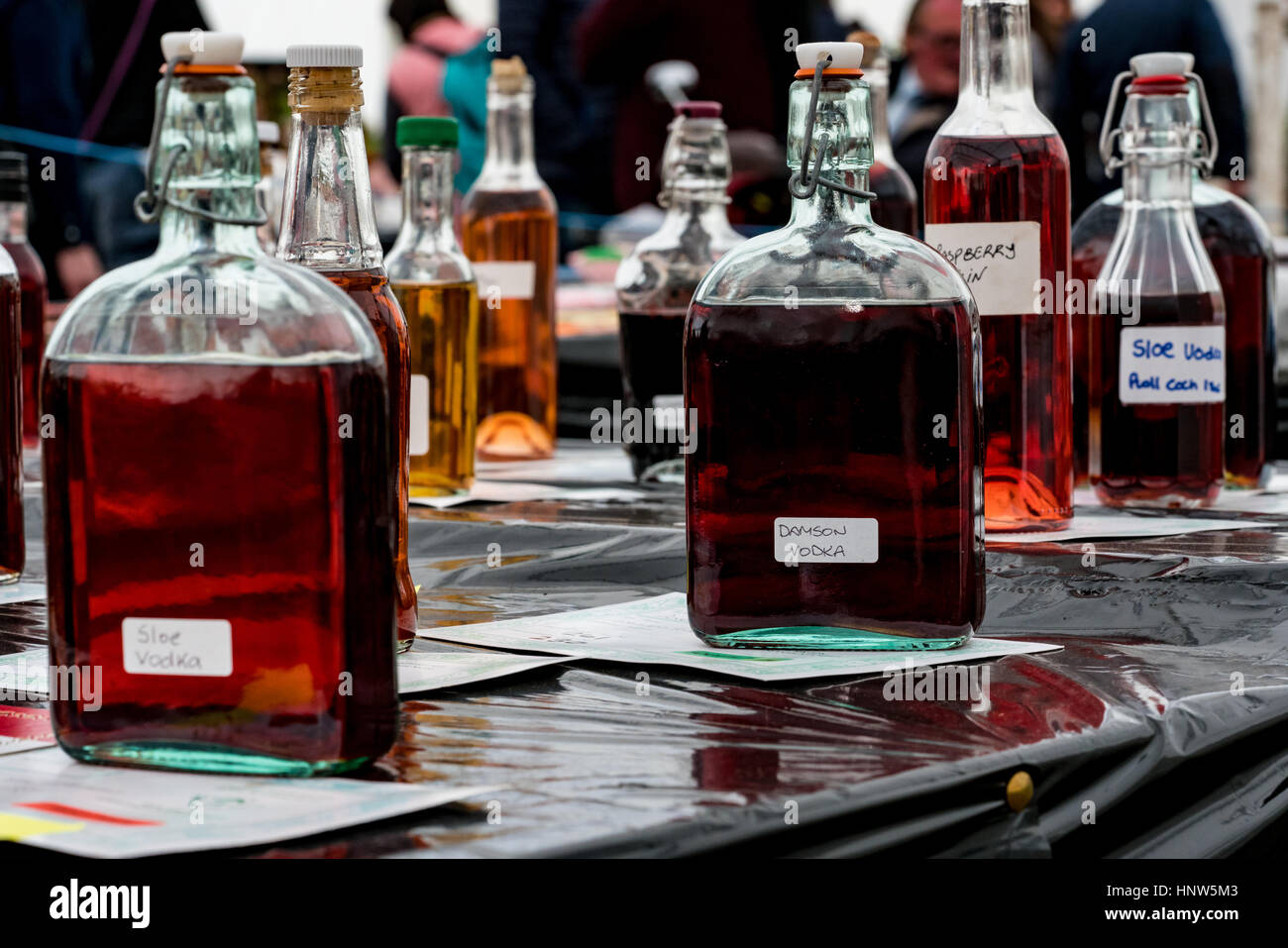 Einträge in der hausgemachten Spirits Competition auf Anglesey Show Stockfoto