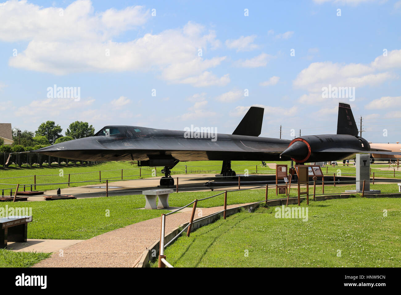 Eine Lockheed SR-71A Blackbird auf dem Display an der Barksdale Global Power Museum, auf Barksdale AFB, Louisiana Stockfoto