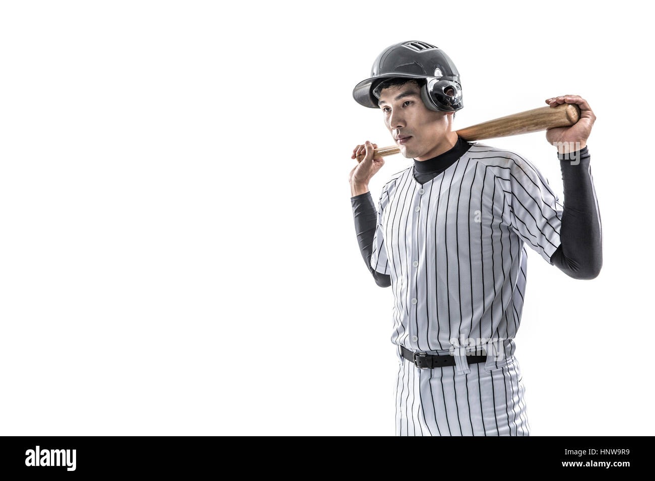 Seitenansicht des Baseball-Spieler mit einer Fledermaus Stockfoto