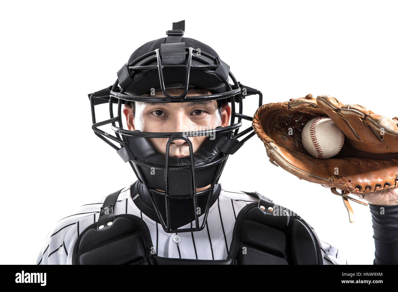 Porträt von Baseball-catcher Stockfoto