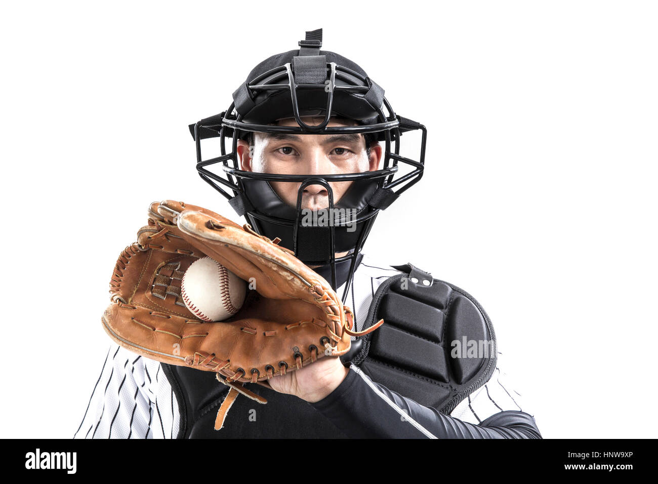 Porträt von Baseball-catcher Stockfoto