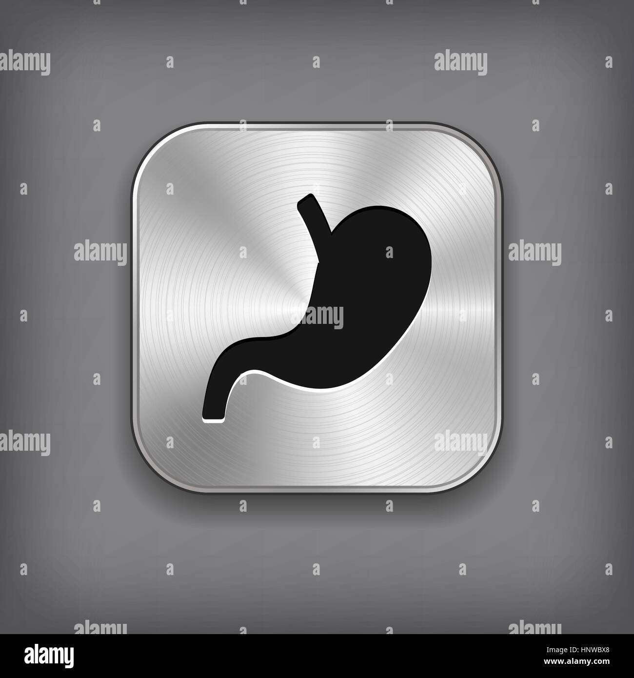 Magen-Symbol - Taste "Vektor Metall app" mit Schatten Stock Vektor