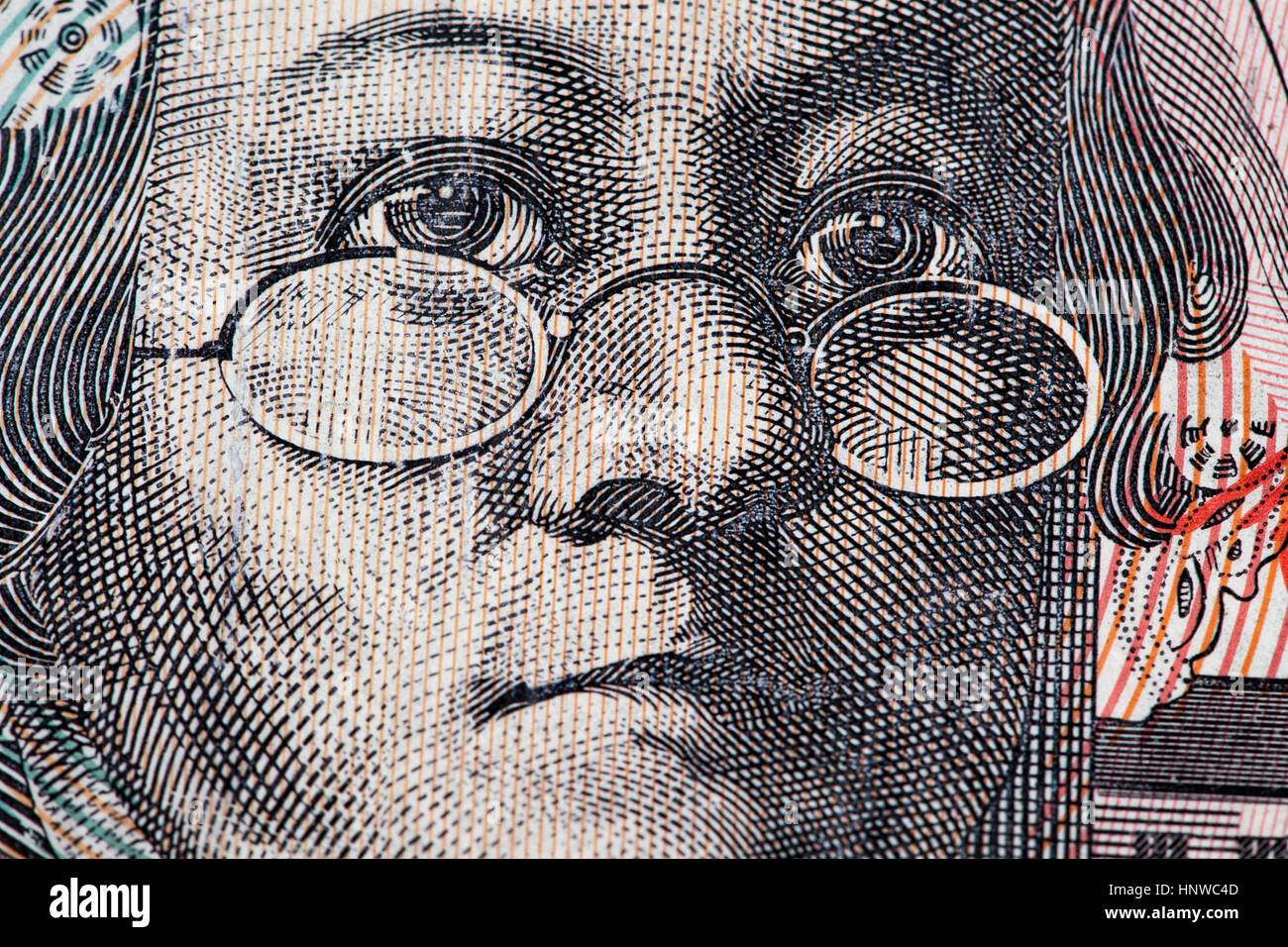 Porträt von Mary Reibey - australische 20 Dollar Bill closeup Stockfoto